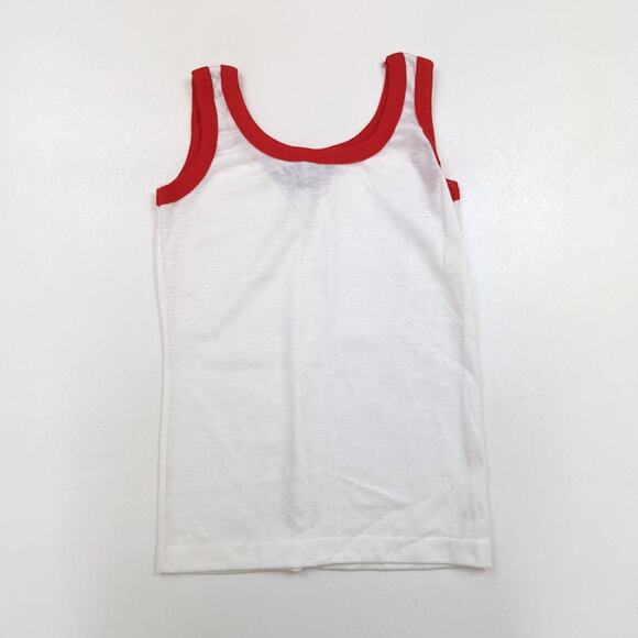 Vintage Dee Cee Rappers Tank Top Boys Sz 6 White Red Ringer 80s Basic Classic - Picture 2 of 3